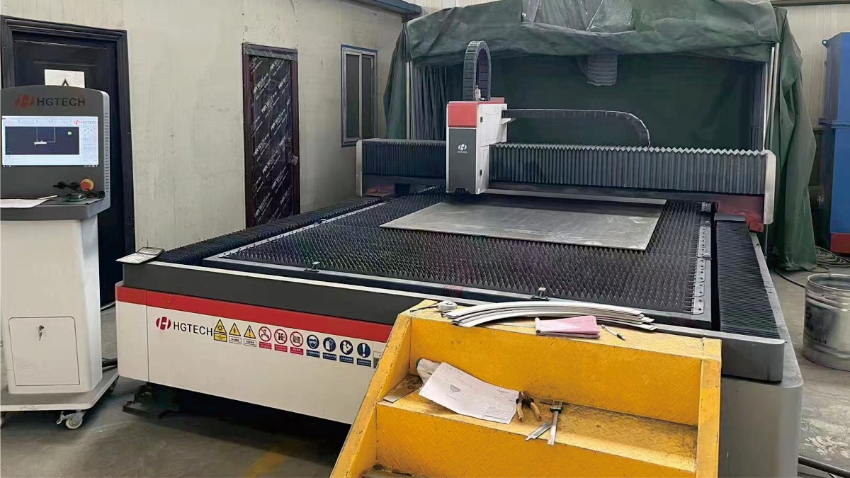 Laser cutting workshop with production equipment for custom metal profile parts