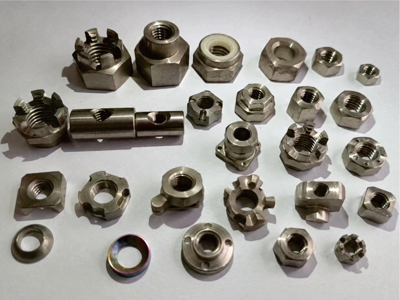 Custom titanium nuts made by drawing