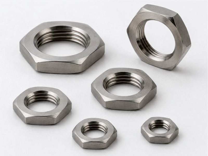 Titanium thin nuts and jam nuts