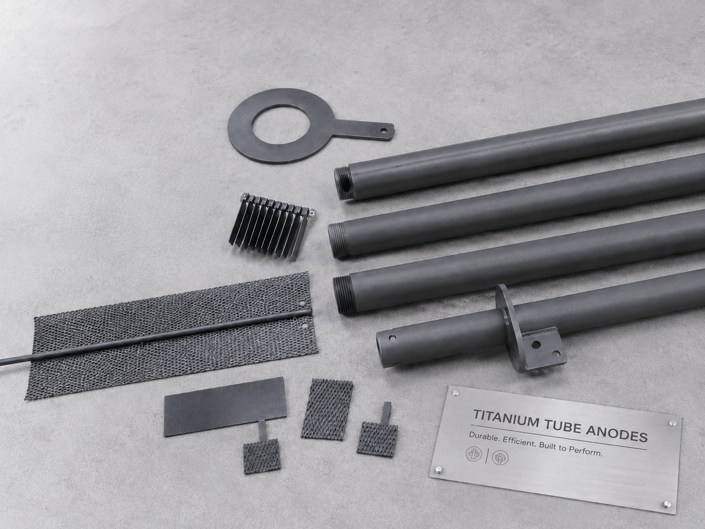 Custom MMO coated titanium tube anodes and tubular titanium electrodes