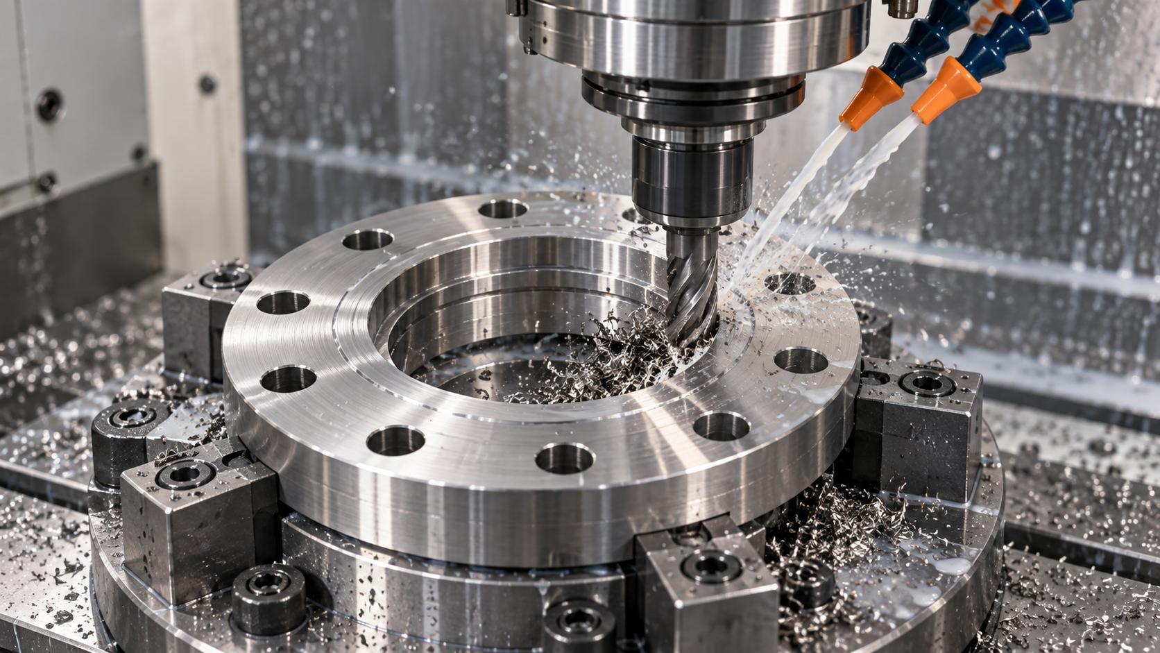CNC machining a custom titanium flange