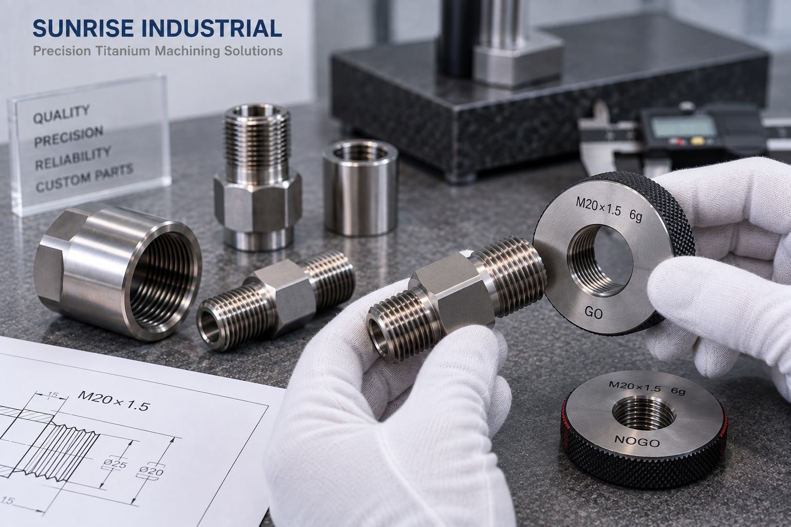 Inspection of precision titanium threaded components